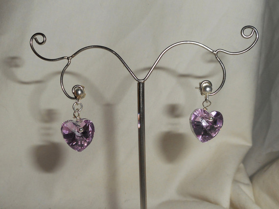 Brincos Swarovski com coração de cristal em 925 tachas de prata