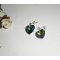 Brincos de coração de cristal Swarovski verde em 925 tachas de prata