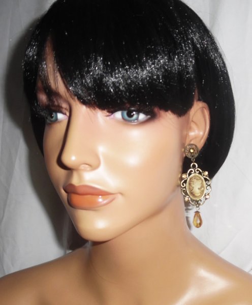 Brincos camuflados castanhos com cristal Swarovski