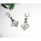 Brincos de cristal verde com diamantes em prata de 925 libras esterlinas