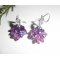 Brincos originais de flores e violetas com contas de cristal