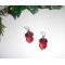 Brincos originais de flores pretas com contas de cristal vermelho