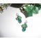 Brincos originais de flores com contas de cristal verde