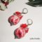 Brincos de pérolas de flores vermelhas com pérolas de cristal