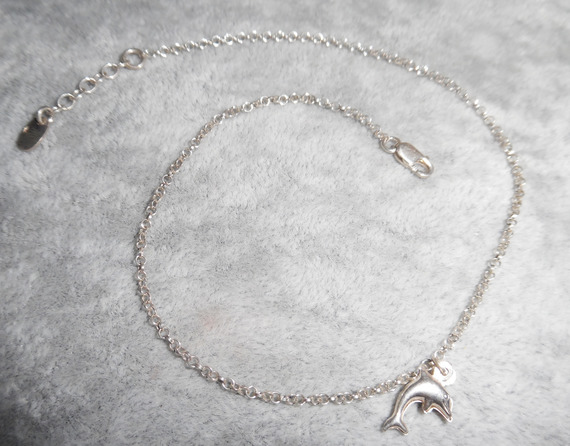 Bracelete/corrente de tanque com colarinho de golfinhos em corrente de prata 925