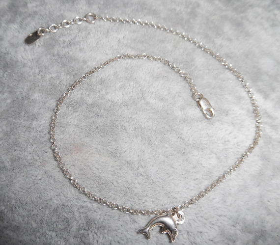 Bracelete/corrente de tanque com colarinho de golfinhos em corrente de prata 925