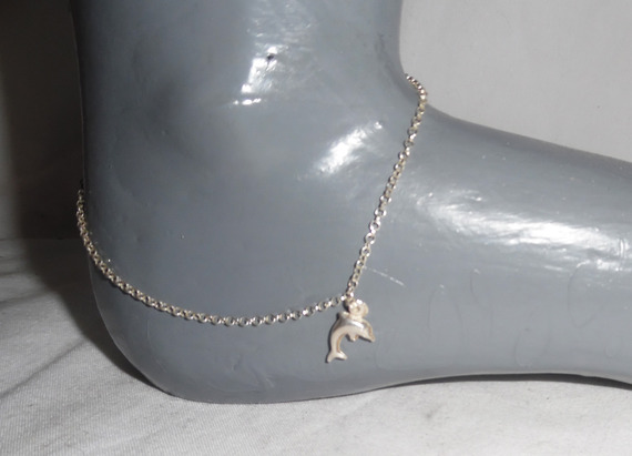 Bracelete/corrente de tanque com colarinho de golfinhos em corrente de prata 925