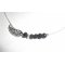 Pulseira de tornozelo com asa e contas de cristal boémio negro em corrente de prata 925