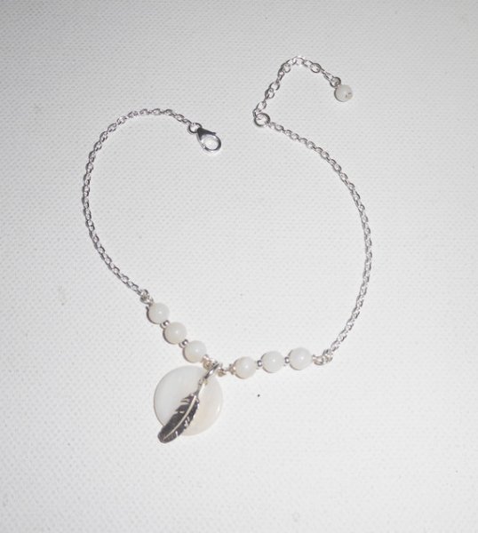 Pulseira/corrente original com madrepérola e pérola em prata 925