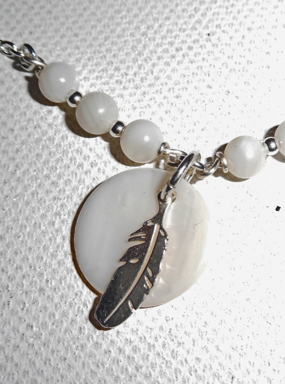 Pulseira/corrente original com madrepérola e pérola em prata 925