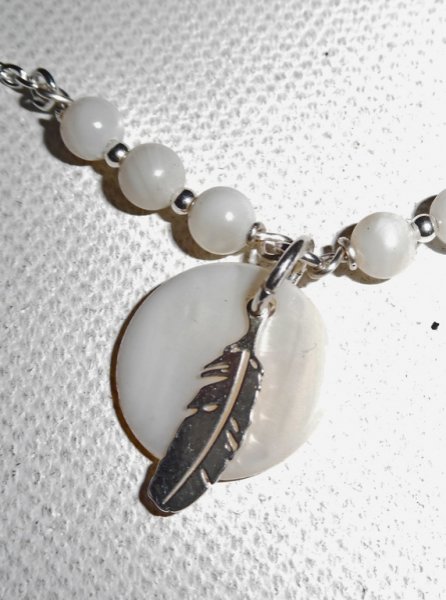 Pulseira/corrente original com madrepérola e pérola em prata 925