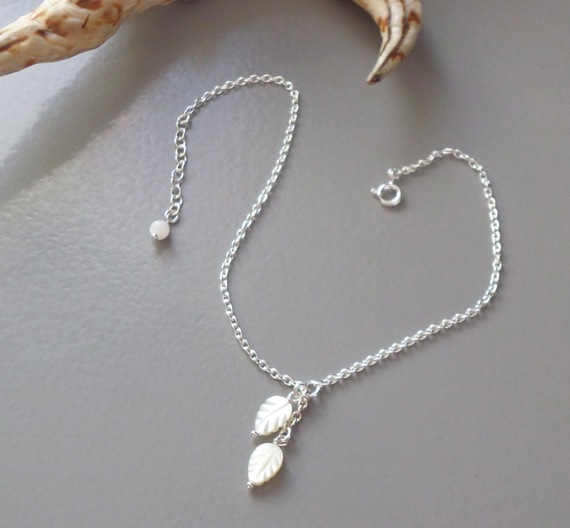 925 bracelete de prata/corrente de lenço com madrepérola