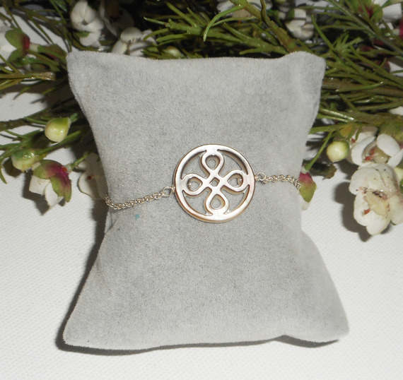 Pulseira de prata 925 com laço de madrepérola
