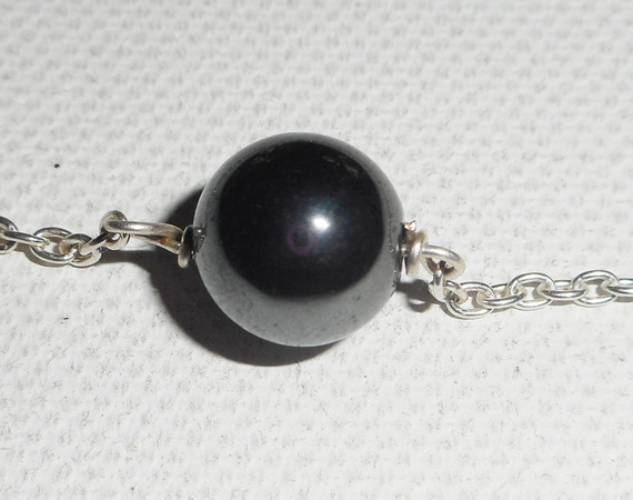 925 bracelete de prata com pérola hematite sobre corrente de prata