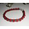 Pulseira de pedra hematita com contas de cristal vermelho e prata 925