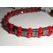 Pulseira de pedra hematita com contas de cristal vermelho e prata 925