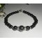 Pulseira com pedras hematita e prata 925
