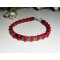 Pulseira de pedra hematita com contas de cristal vermelho e prata 925