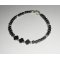 Pulseira original de flores e pequenas pedras em hematite com 925 tubos de prata