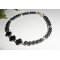 Pulseira original de flores e pequenas pedras em hematite com 925 tubos de prata
