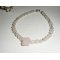 Bracelete de quartzo rosa e pérola sobre fecho de prata