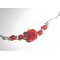 Colar rosa com gorgon vermelho sobre corrente de prata 925