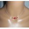 Colar rosa com gorgon vermelho sobre corrente de prata 925