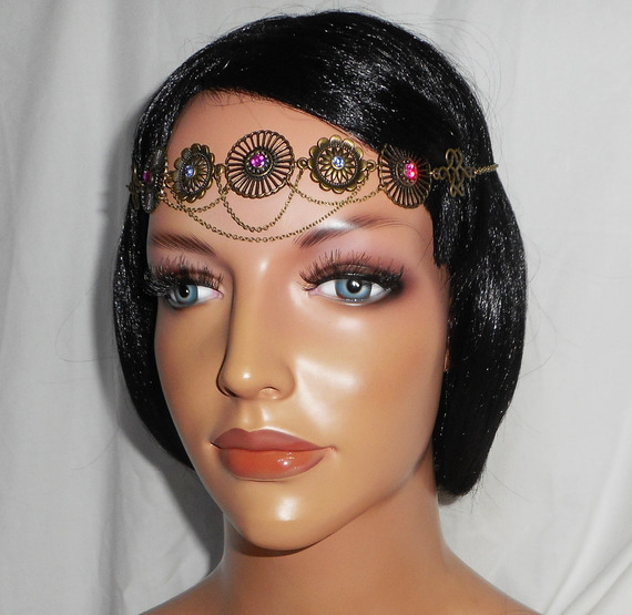Tiara de bronze com strass de cristal Swarovski rosa e púrpura