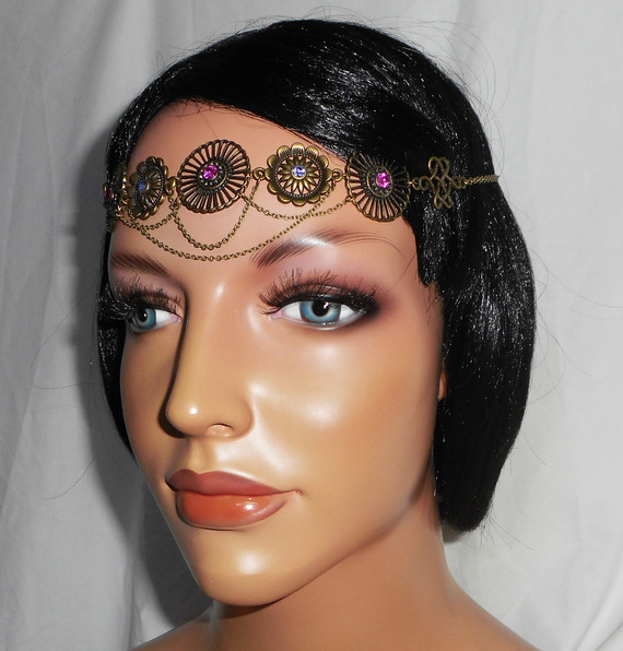 Tiara de bronze com strass de cristal Swarovski rosa e púrpura