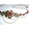 Tiara de bronze com contas de cristal vermelho boémio e desenho floral