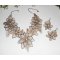 Conjunto de colar com flores de marfim e pérolas de vidro