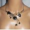 Conjunto de colar Colar original de metal soldado com pedras de cavalo e hematite