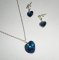 Conjunto Swarovski cristal azul coração pingente sobre corrente de prata 925