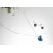 Conjunto Swarovski cristal azul coração pingente sobre corrente de prata 925