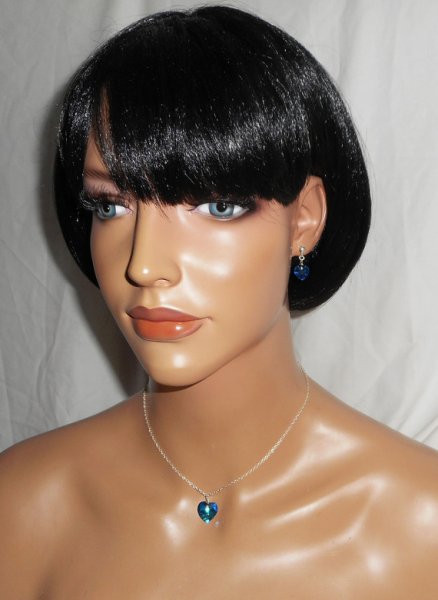 Conjunto Swarovski cristal azul coração pingente sobre corrente de prata 925