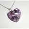 Pingente de coração roxo em cristal Swarovski sobre corrente de prata 925