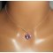 Pingente de coração roxo em cristal Swarovski sobre corrente de prata 925