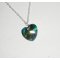 Pingente de coração de cristal Swarovski verde sobre corrente de prata 925