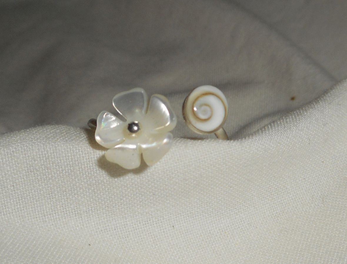 Anel Original 925 Sterling Silver Ring com Mãe da Flor de Pérola e Olho de Santa Lúcia