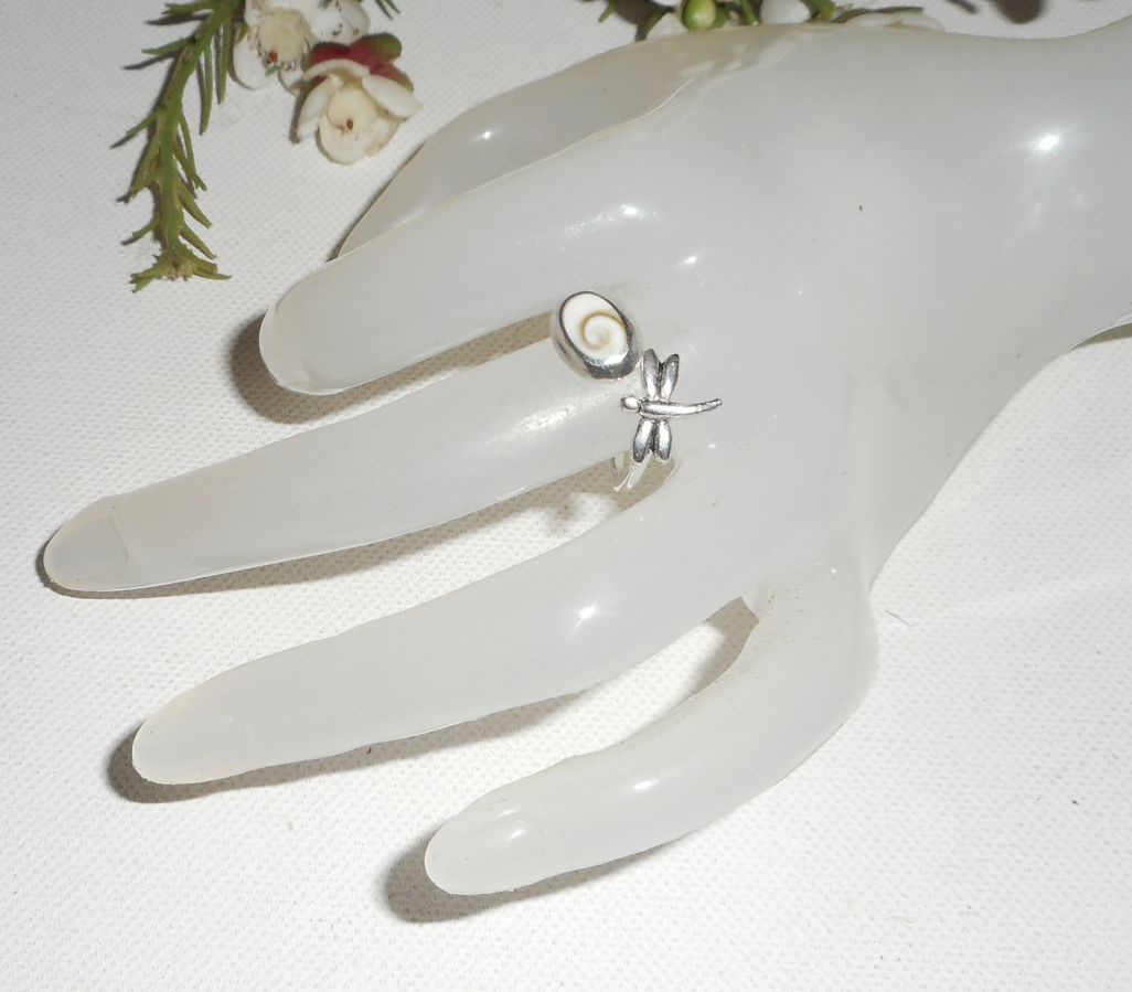 Anel Original 925 Sterling Silver Ring com Olho de Santa Lúcia e Libélula