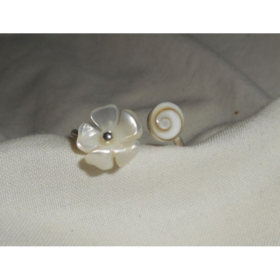 Anel Original 925 Sterling Silver Ring com Mãe da Flor de Pérola e Olho de Santa Lúcia