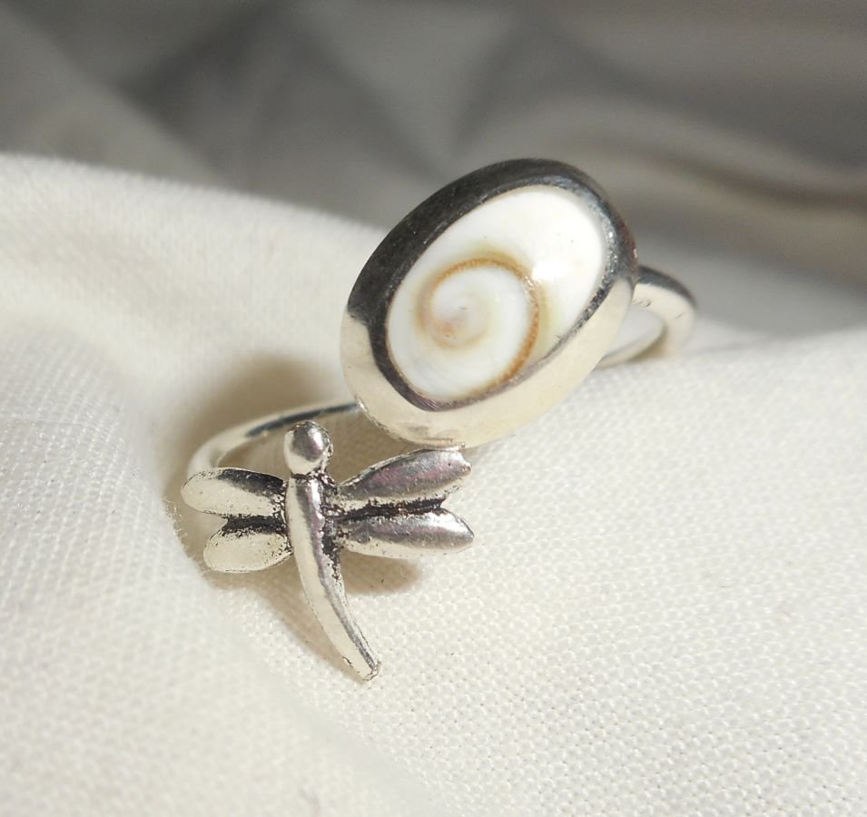 Anel Original 925 Sterling Silver Ring com Olho de Santa Lúcia e Libélula
