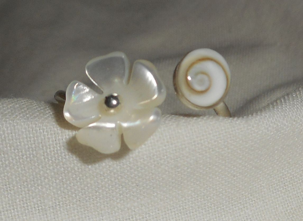 Anel Original 925 Sterling Silver Ring com Mãe da Flor de Pérola e Olho de Santa Lúcia