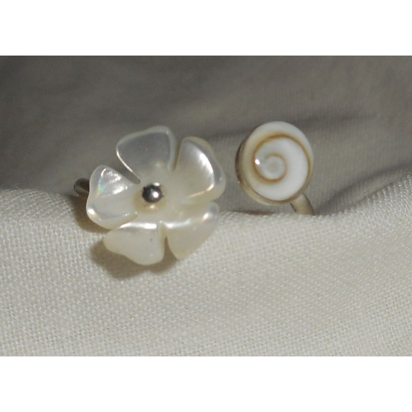 Anel Original 925 Sterling Silver Ring com Mãe da Flor de Pérola e Olho de Santa Lúcia