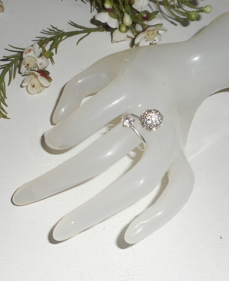 Anel Cristal Duplo Swarovski Original em Prata 925 Esterlina