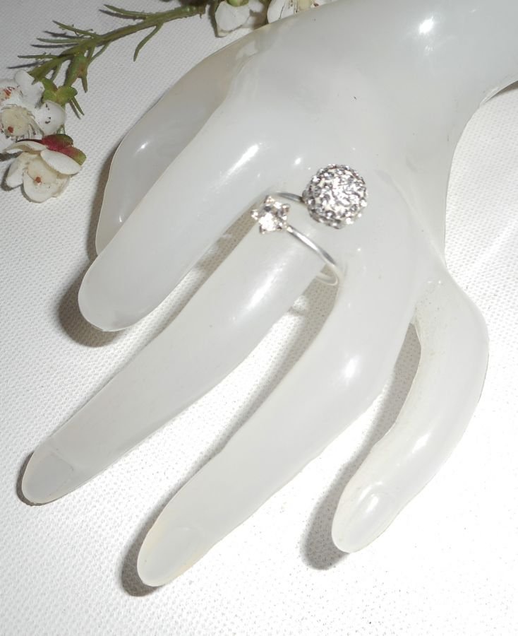 Anel Cristal Duplo Swarovski Original em Prata 925 Esterlina
