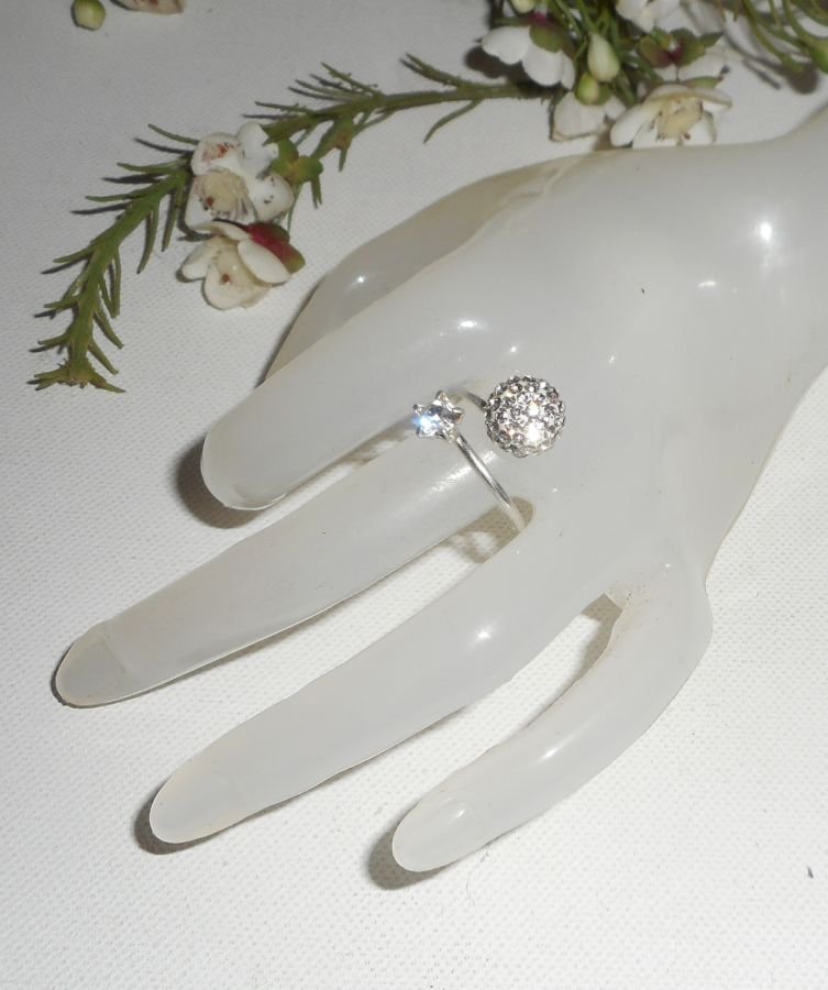 Anel Cristal Duplo Swarovski Original em Prata 925 Esterlina