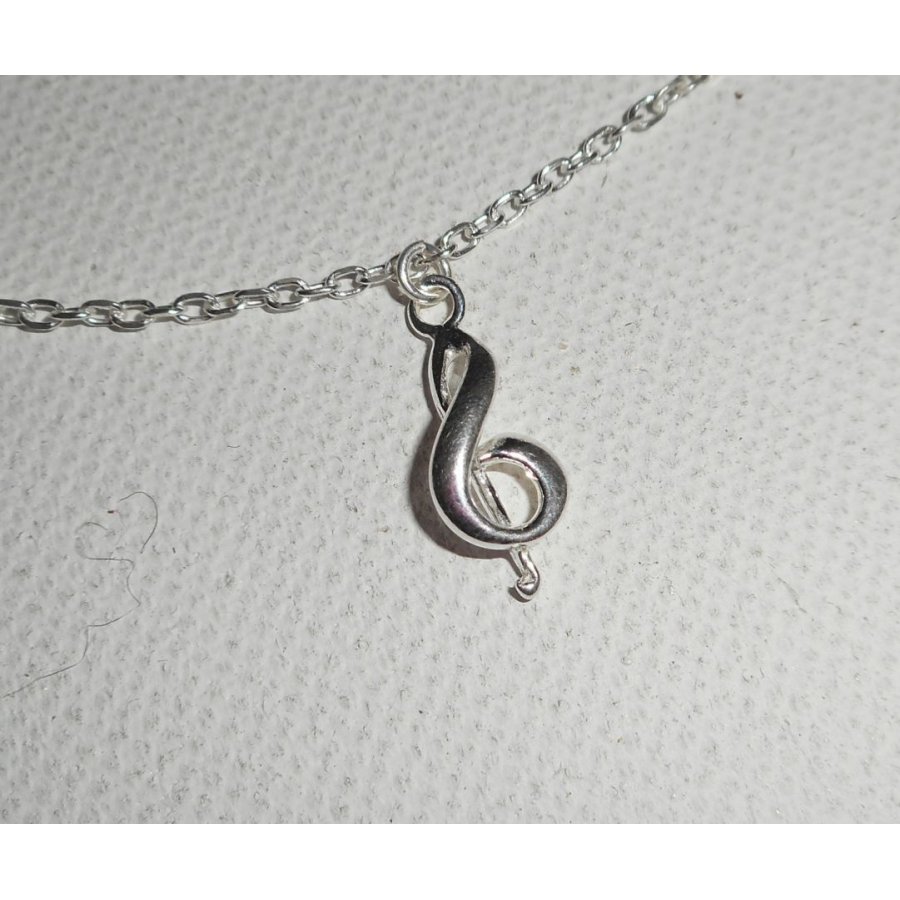 Bracelete/corrente de cano com nota musical em corrente de prata 925