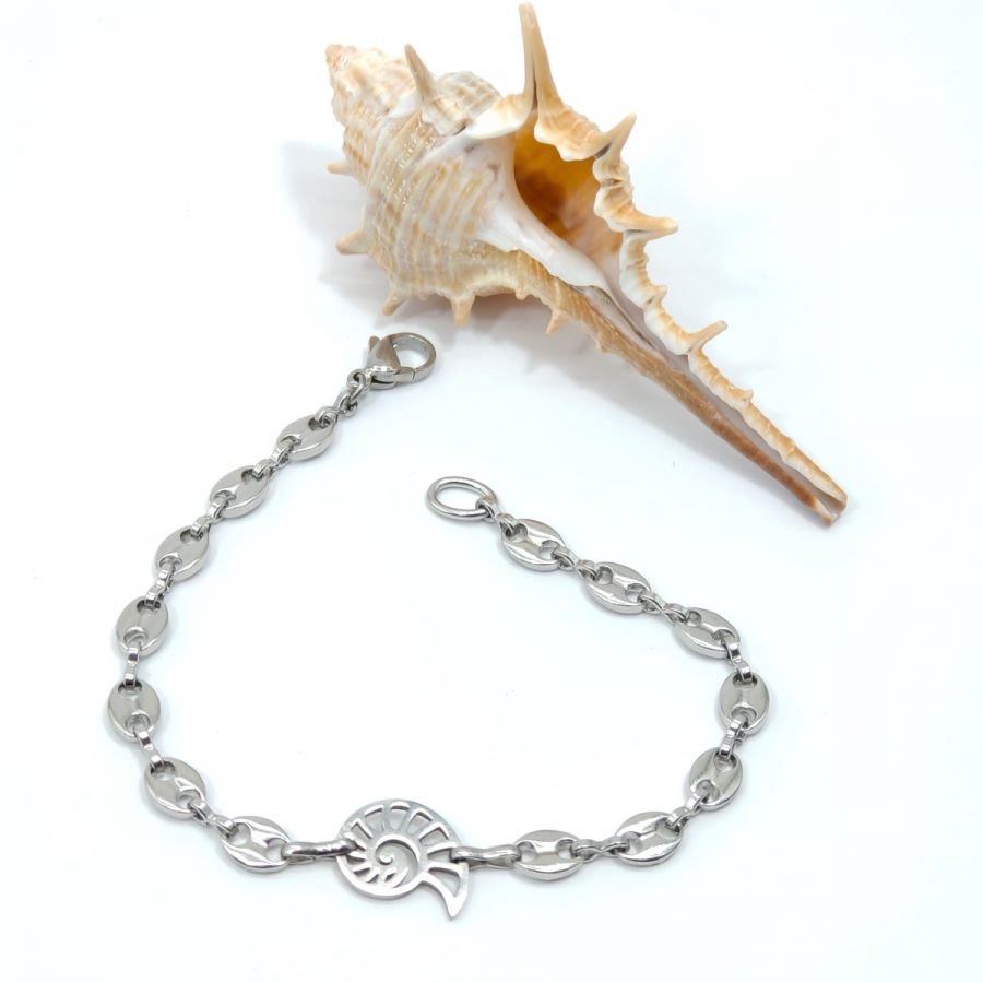 Pulseira Seashell sobre corrente de café em grão de aço 