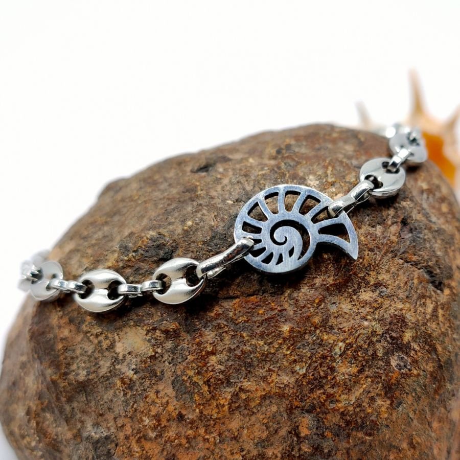 Pulseira Seashell sobre corrente de café em grão de aço 